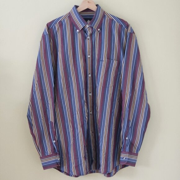 Paul & Shark Yachting Shirt Mens 42/16 Multicolor Stripes LS Collar Cotton FLAW - Picture 1 of 16
